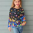 thumbnail image 6 of AJTQTH Floral Shirts for Kids Girls Casual Long Sleeve Crewneck Graphic Pullover Tops Fashion Basic Workout Sweatshirts Cotton T-Shirts Multicolor#09 5-6 Years, 6 of 6