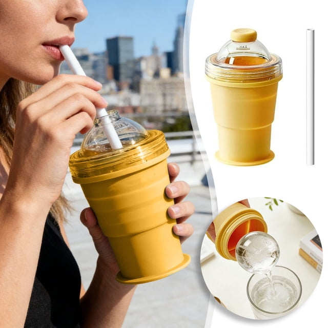 BotaniNest Gobelet Isolé avec Couvercle Étanche et Glaçons Réutilisables pour Boissons Froides Toute la Journée