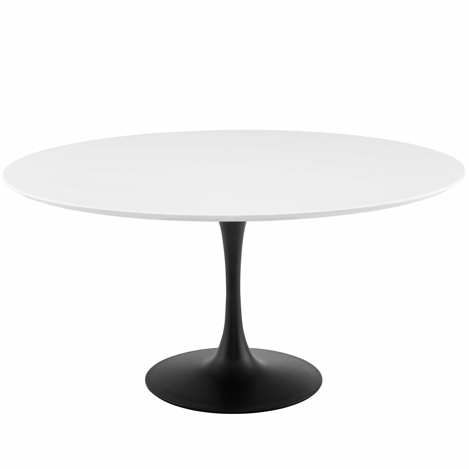 60" Round Wood Dining Table, Black White