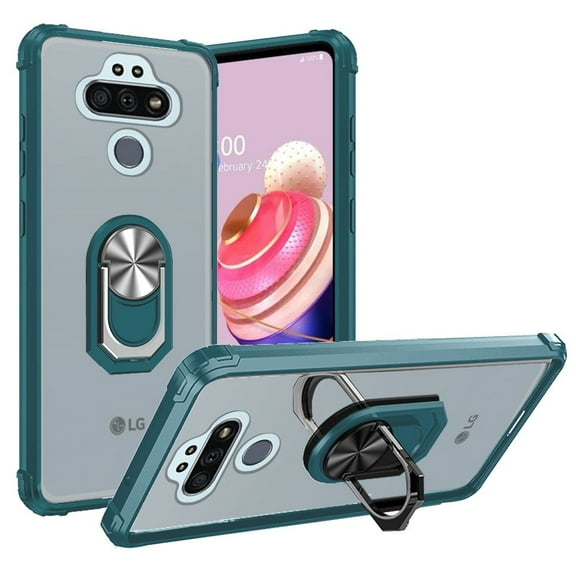 GSA Invisible Bumper Case w/Ring Stand for LG Aristo 5 - Clear/Green