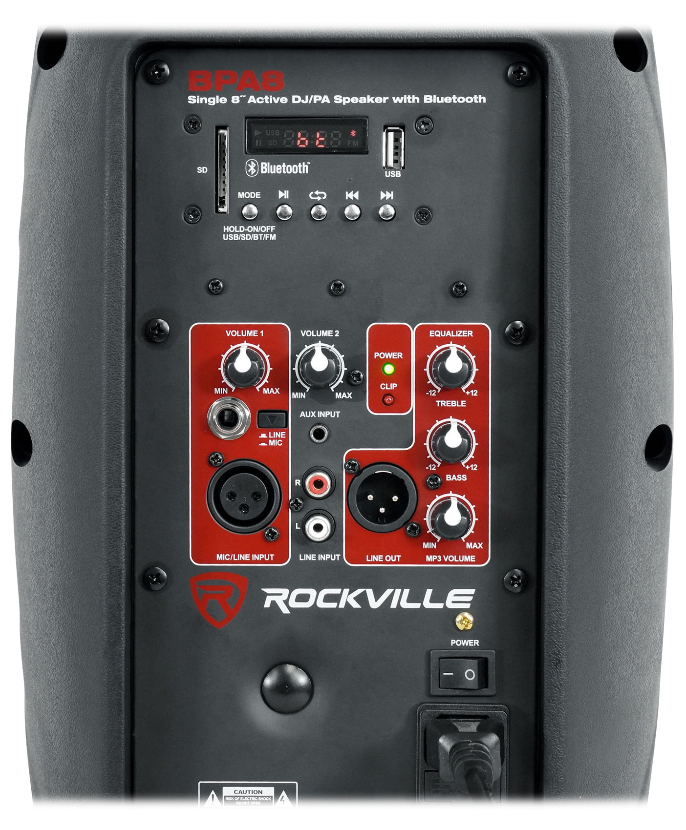 Rockville BPA8 8" Professional Powered Active 300w DJ PA Speaker w Bluetooth