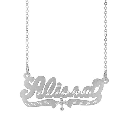 Personalized Name Necklace with Beading and Rhodium