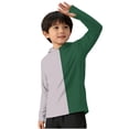 thumbnail image 2 of Xdegoge Big Boys Sun Protection Hooded Shirt Color Block Splicing Design Long Sleeve Summer Cooling Top With Thumb Holes Quick Dry Breathable Sport Activewear, 2 of 6