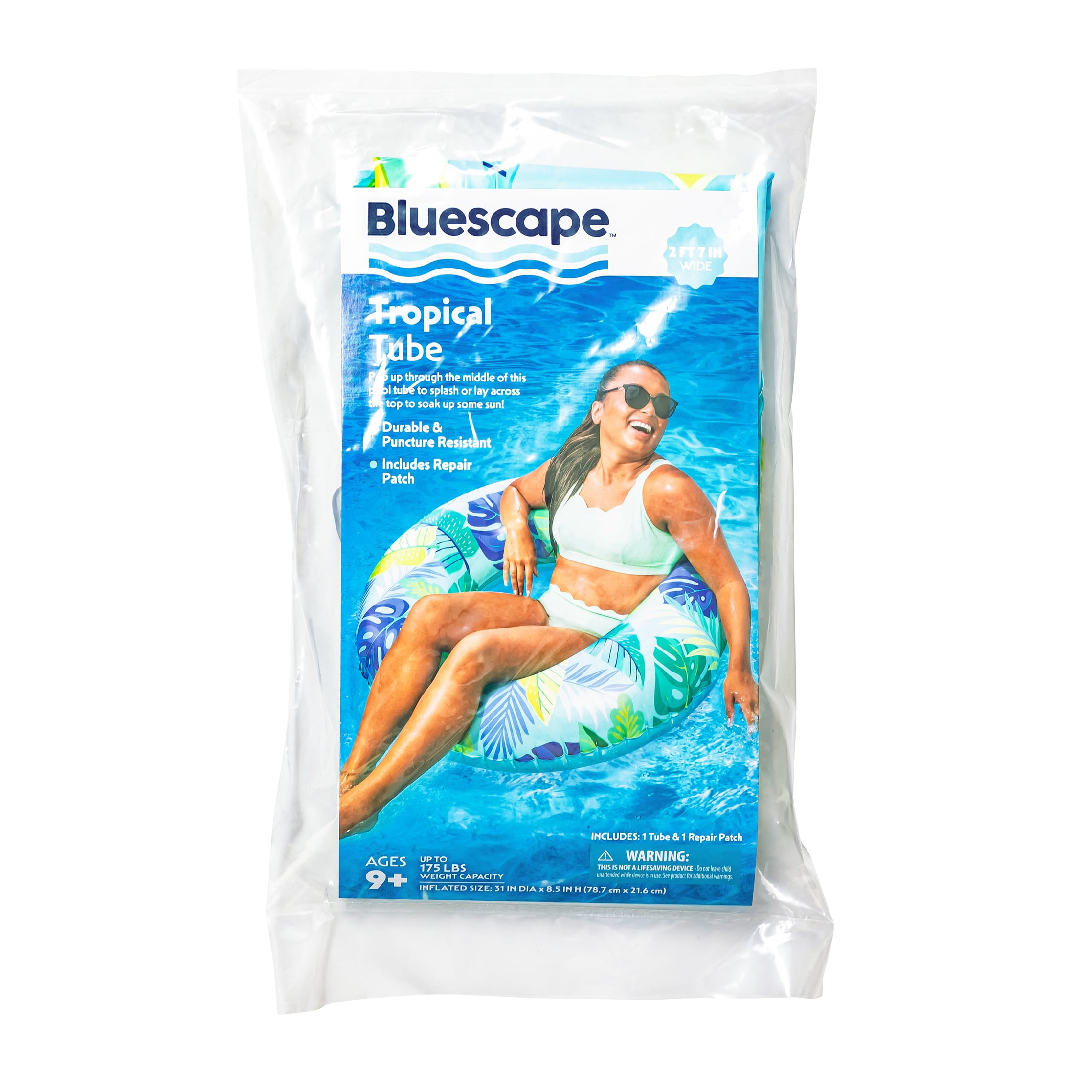 Bluescape Blue Tropical Inflatable Swim Tube Pool Float, for Kids & Adults, Age 9 & up, Unisex
