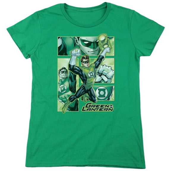 JLA Justice League Green Lantern Panels Women's T-Shirt Kelly Green