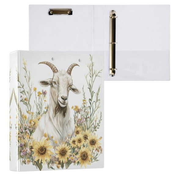 A Goat 3 Ring Hardcover Binders 1.5in Round Rings for Letter-Size Folder Paper Organizer Pockets for Office Student Recipe