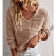 thumbnail image 3 of Suéter suelto para mujer, manga larga, cuello en V, suéter hueco informal, Top para otoño e invierno, naranja XL, 3 of 6