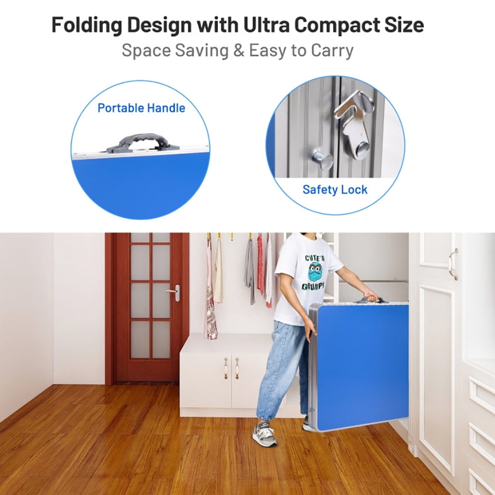 Topcobe 60 Inch Portable Tennis Ping Pong Folding Table with Accessories, Space Saver Table Tennis Table, Indoor Outdoor Play for Youth and Adults, Blue