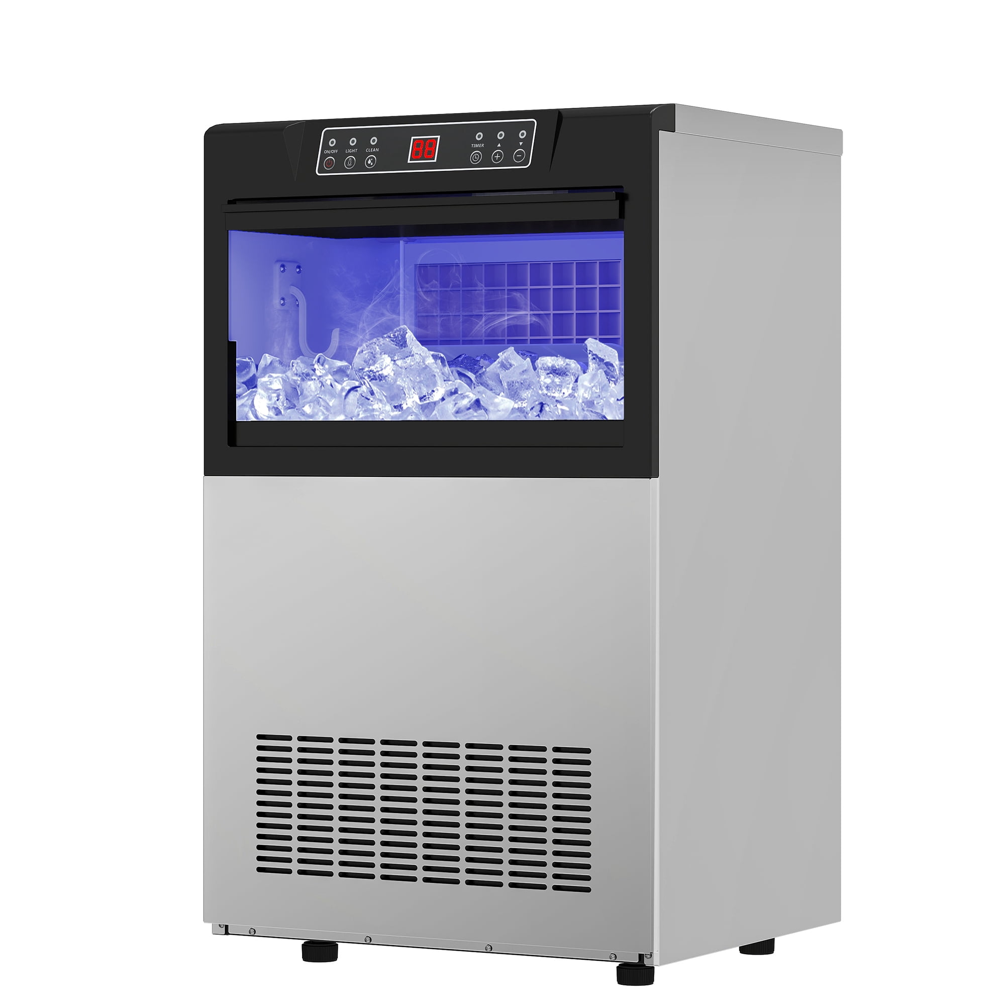 Dextrus Upgraded Commercial Ice Machine, 100LBS/24H Ice Maker with 33LBS Storage Bin, LCD Panel with Blue Light & Stainless Steel Scoop for Restaurant, Home, Bars, Coffee Shop(36PCS)