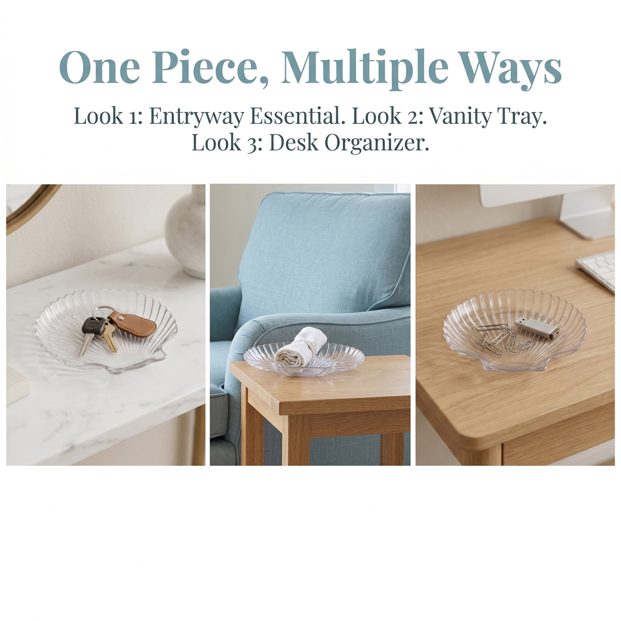 Unique Bargains Shell-Shaped Trinket Dish for Small Items Clear 5.5"L x 5.3"W x 0.8"H