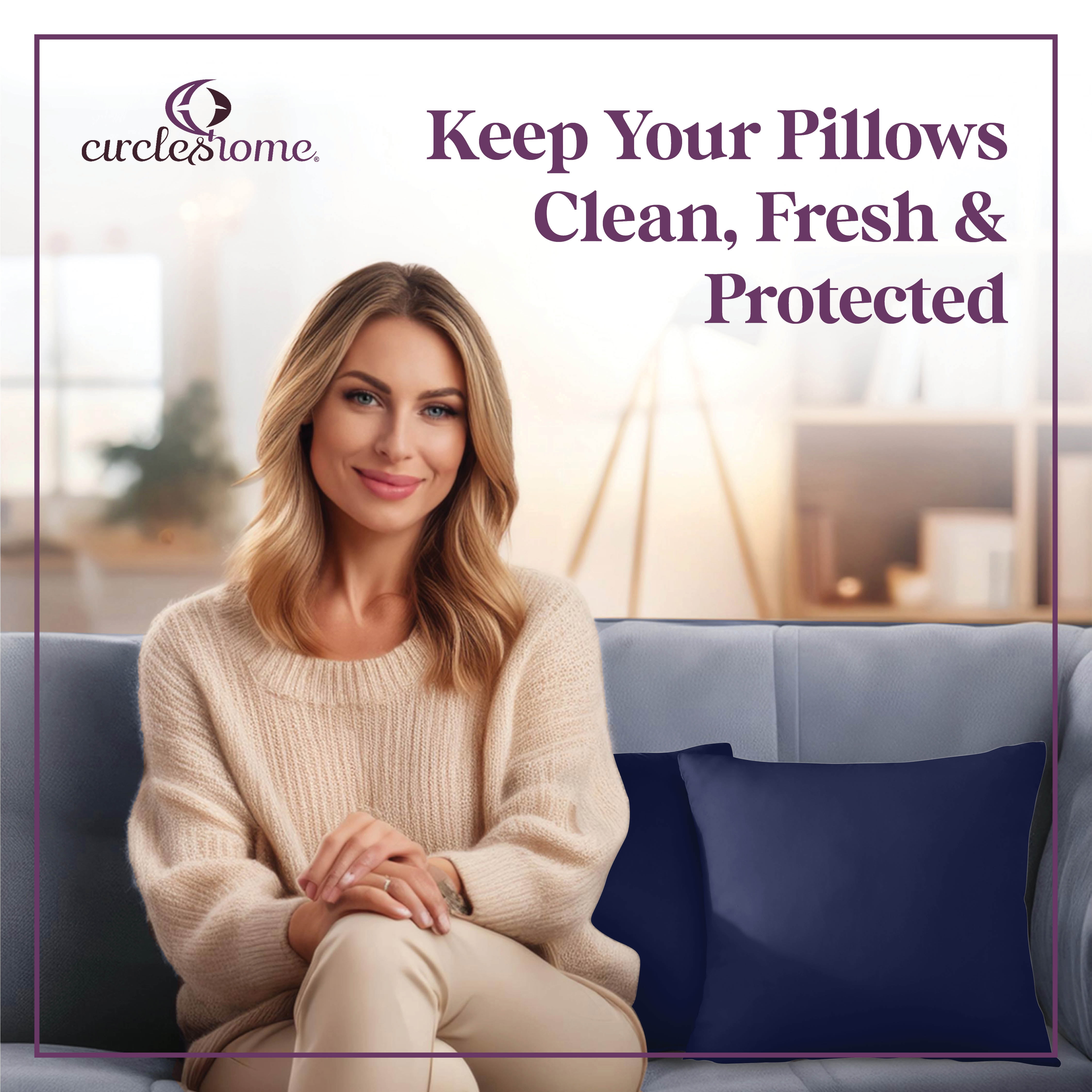 CIRCLESHOME Throw Pillow Protectors - 100% Cotton Breathable Pillowcases - 22 X 22 Square Pillowcases - Protects Pillows from Dirt, Dust and Debris (Square Pillow - 4 Pack- 22x22)