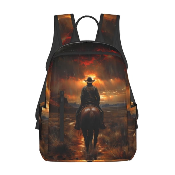 Balery Western Rainy Desert Cowboy Mochila Ligera para Hombres y Mujeres – Resistente y Impermeable, Ideal para la Escuela, el Trabajo, los Viajes y el Uso Diario