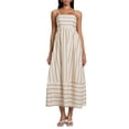 thumbnail image 1 of Gupgi Robe Sans Manches à Rayures pour Femmes, Robe Midi Évasée, Bretelles Spaghetti, Découpe au Dos, Fluide, Longue Robe d'Été, 1 of 9