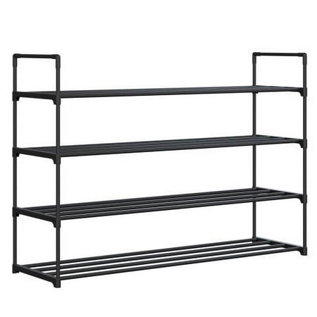 Home-Complete 4-Tier Space Saving Shoe Organizer, Black, Holds up to 20-Pairs of Shoes