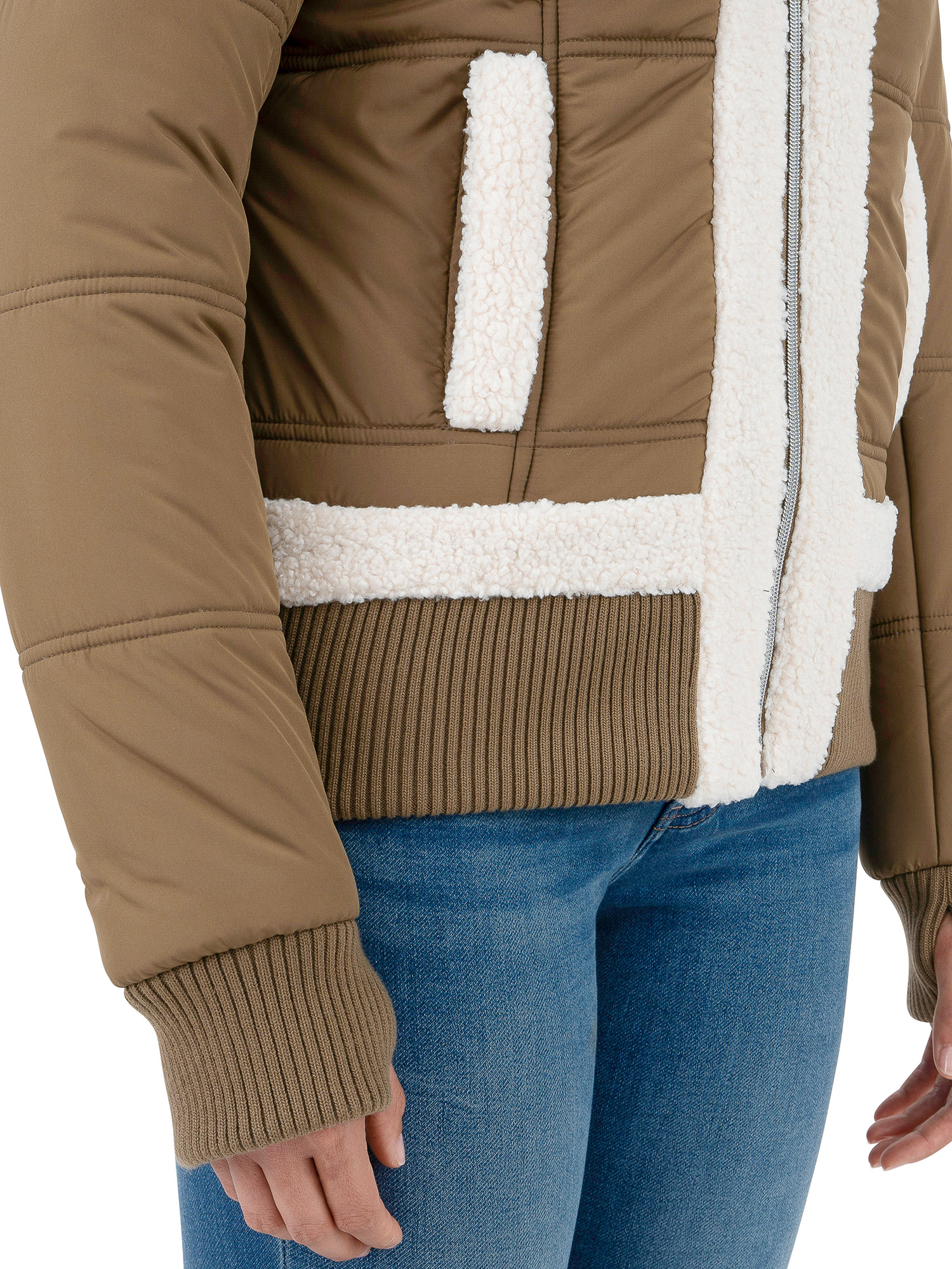 Cyn & Luca Women's Sustainable Bomber Jacket with Sherpa Trim - image 5 of 6