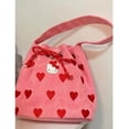 thumbnail image 3 of Sanrio Hello Kitty Cartoon Embroidered Love Drawstring Pink Handbag Shoulder Crossbody Bag Mini Bucket Bag Student School Bag, 3 of 6