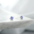 thumbnail image 4 of Gem Stone King Blue Tanzanite Women Stud Earrings in Platinum (0.92 Cttw, Gemstone Birthstone, Round 5MM), 4 of 6