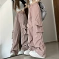 thumbnail image 2 of AherBiu Juniors Cargo Pants for Women Wide Leg Baggy Loose High Waisted Streetwear Cargos with Multi Pockets, 2 of 4