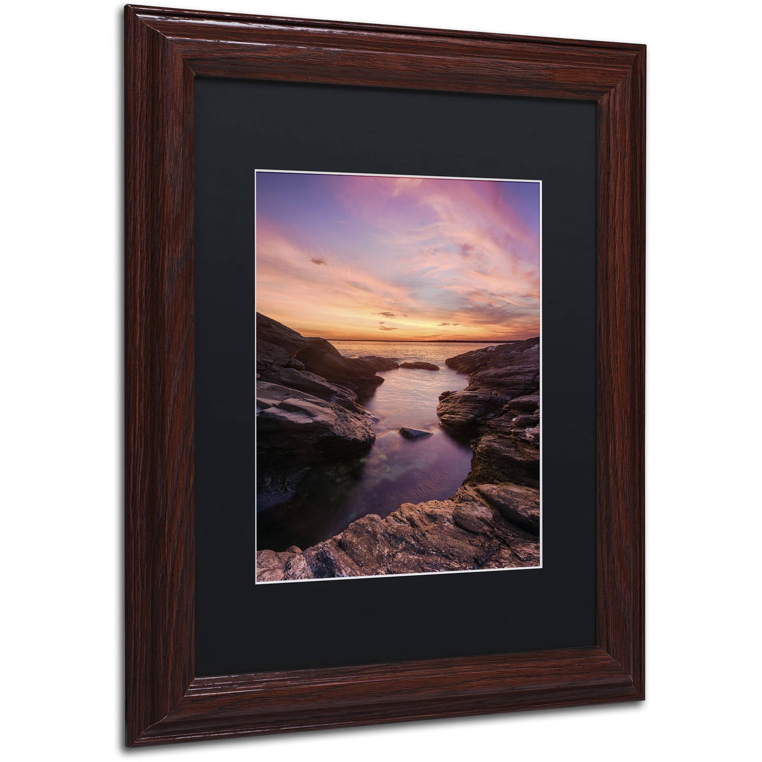 Trademark Fine Art "Beavertail Sunset" Canvas Art by Michael Blanchette Photography Black Matte, Wood Frame