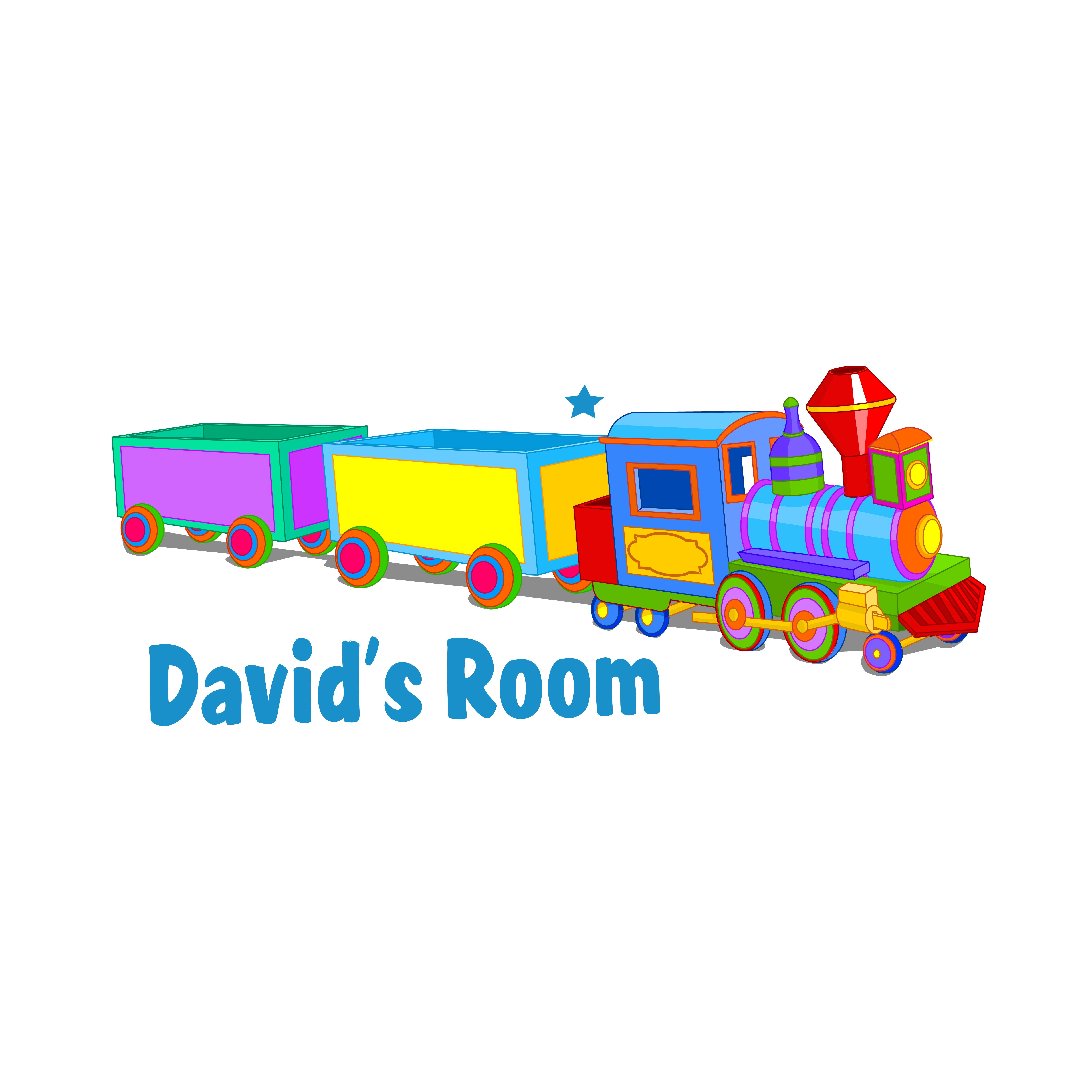 Personalized Name Girly Wall Decal Colourful Cartoon Train Going in