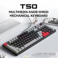 thumbnail image 3 of T-WOLF T-WOLF T50 Rétro Clavier Mécanique de Jeu RGB avec Interrupteurs Bleus, Design Bicolore, Filaire USB, Disposition 96+1 Touches, Blanc & Gris, 3 of 6