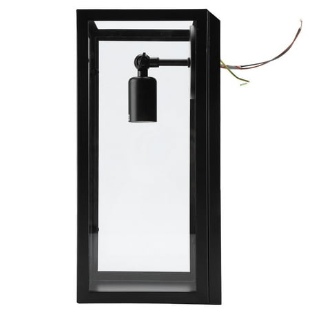 Glass Panels For Garden Walls Yosoo Vintage Glass Wall Lamp Holder, Black Wall Lantern Lamp Holder with Clear Glass Panel and Standard E27 Socket for Indoor Outdoor Home Garden Decoration, No Light Source ()