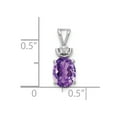 thumbnail image 3 of 14K White Gold Charm Pendant Diamond Round Amethyst Oval Purple 16 mm 6, 3 of 4