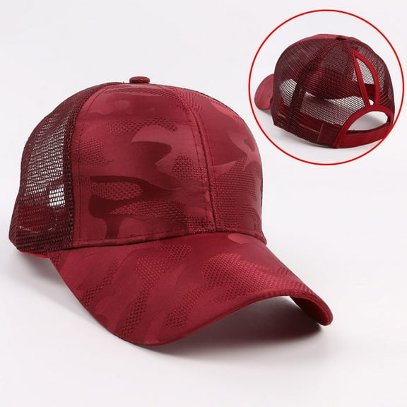 Sunvit Womens Baseball Caps- Women Men Camouflage Breathable Beach Adjustable Baseball Cap Sun Hat #614 Wine