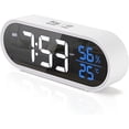 thumbnail image 1 of Reloj despertador digital con pantalla LED grande de temperatura de humedad, reloj despertador dual recargable por USB, 5 tipos de brillo, voz inteligente-blanco, 1 of 5