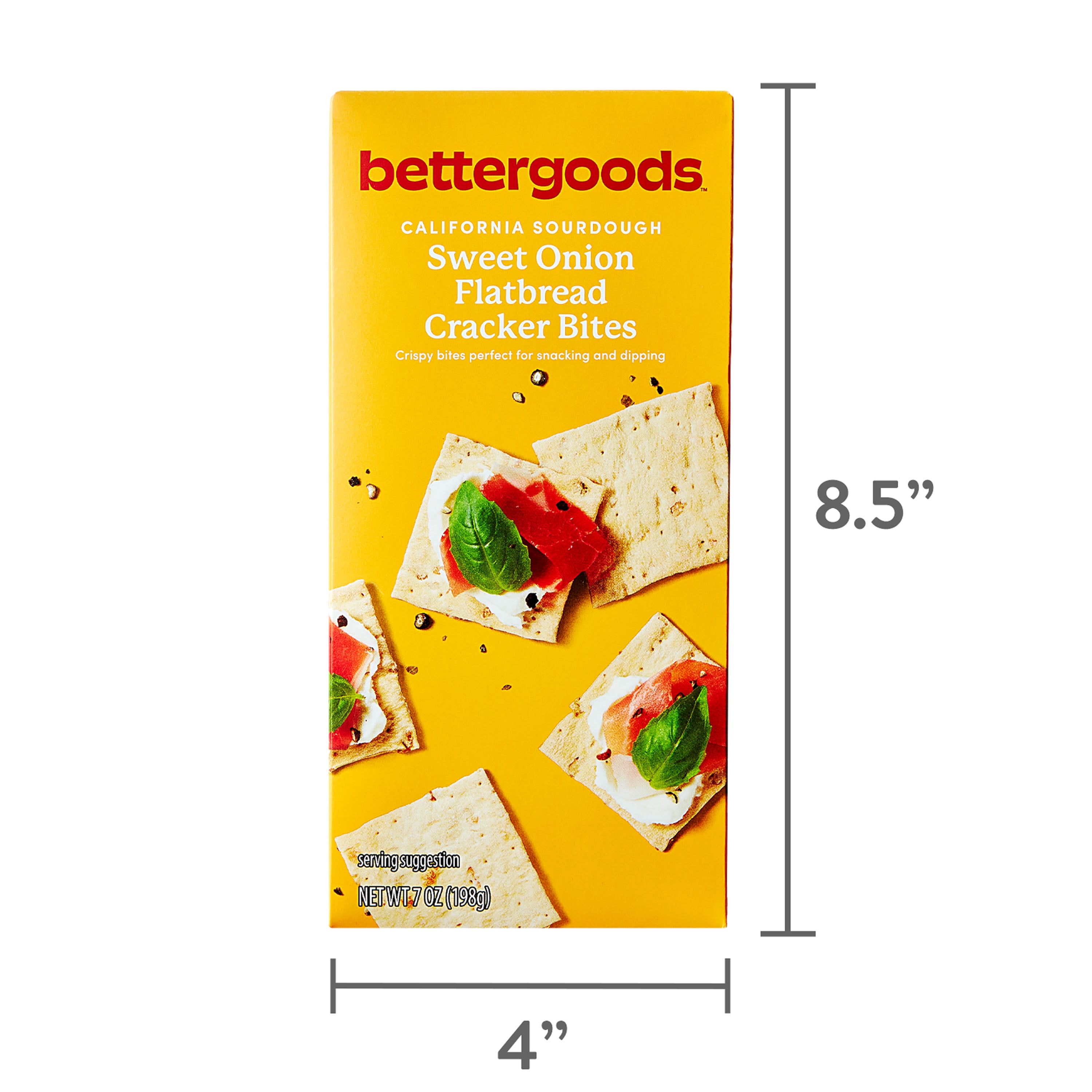 (4 pack) bettergoods California Sourdough Sweet Onion Flatbread Cracker Bites, 7 oz