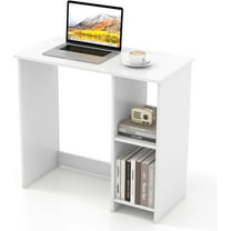 CRXX White Small Desk for Bedroom, 31.5 Inch Home Office Computer Desk with Shelves, Space Saving Study Writing Desk, Modern Simple Laptop Desk for Small Spaces, White