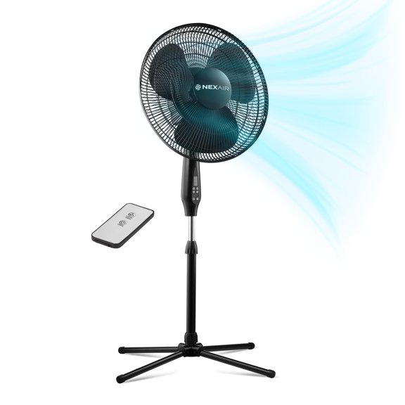 Ventilador oscilante de pie con pedestal de 16 pulgadas, ventilador silencioso para quirófano con control remoto, ventilador de pie de 3 velocidades para dormitorio, con altura ajustable, ventilador d