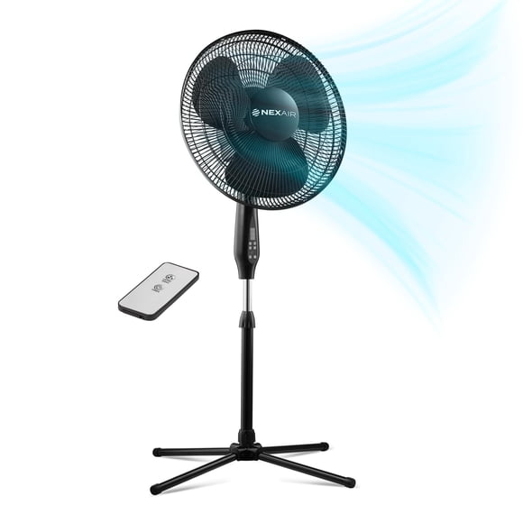 Ventilador oscilante de pie con pedestal de 16 pulgadas, ventilador silencioso para quirófano con control remoto, ventilador de pie de 3 velocidades para dormitorio, con altura ajustable, ventilador d