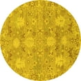 thumbnail image 1 of Ahgly Company Machine Washable Indoor Round Oriental Yellow Traditional Area Rugs, 3' Round, 1 of 4
