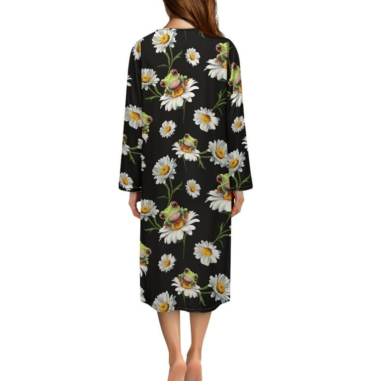 long sleeve house dress for elderly Short Sleeve Front Zip Dress - M