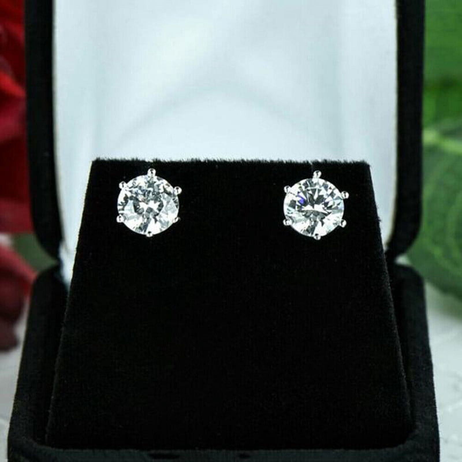 0.50 Carat Round Natural Diamond Stud Earrings Solid Real 14K White Gold Screw Back 6 Prongs Studs Earring (VS1-VS2 Clarity, F-G Color)