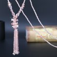 thumbnail image 2 of Collier Pull Perles de Cristal Pailleté Long Collier à Pompons pour Femmes, 2 of 10