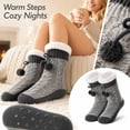thumbnail image 2 of Voska Winter Warm Thick Fleece Lined Non Slip Floor Socks Adult Cozy Home Slipper Socks with Grippers Indoor Anti Skid Socks for Men Women Gray One Size, 2 of 5