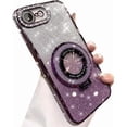 thumbnail image 7 of for iPhone 16e 6.1" 2025 Magnetic Kickstand Case, [Compatible with Magsafe] Bling Glitter Diamond Rhinestone Ring Holder Camera Lens Protector Girly Women Cute Cover for iPhone 16e, Pink, 7 of 7