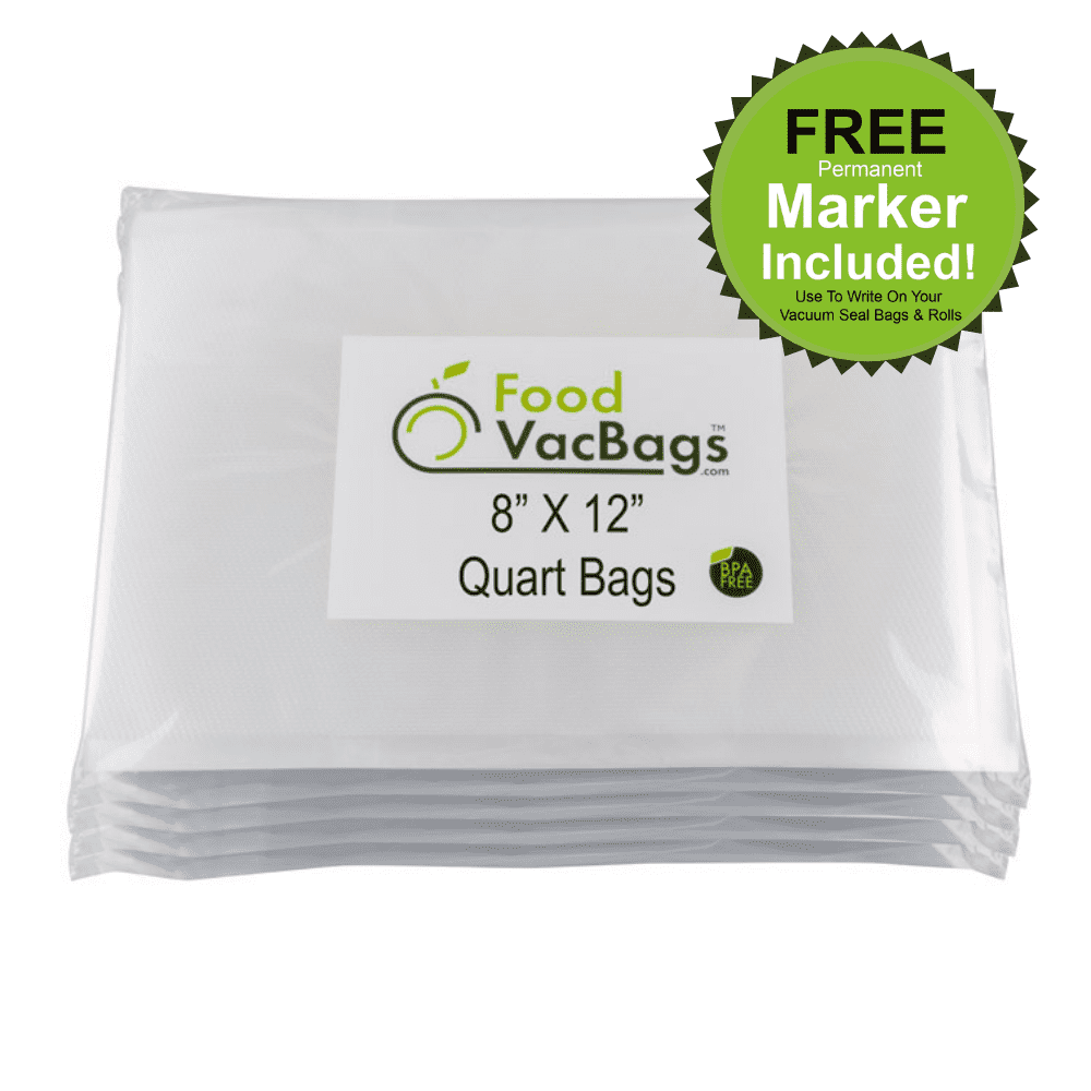 200 8" x 12" QuartSized FoodVacBags Vacuum Seal Bags