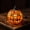 A_ small size, variant on Halloween USB Powered Stained Glass Pumpkin Jack-O'-Lantern, Vintage Resin Carved  Accent Light, Spooky Fall Home Decor & Tabletop Ornament for Party or Gifts (A)