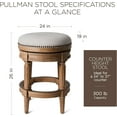 thumbnail image 3 of Maven Lane Pullman 26 Inch Tall Backless Weathered Oak Finish Counter Height Upholstered Barstool with Sand Color Fabric Cushion Seat, Set of 3, 3 of 7