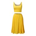 thumbnail image 5 of Gibobby Vestido de gasa de verano para mujer Mujeres Sólido Sin mangas Casual Sexy Falda plisada Chaleco Conjunto de falda Conjunto de dos piezas(Amarillo,XL), 5 of 5