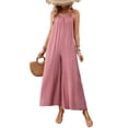 thumbnail image 2 of ClodeEU Women's Sleeveless Spaghetti Strap Wide Leg Jumpsuit,Casual Loose Romper with Pockets Pink,Women's Plus M, 2 of 8