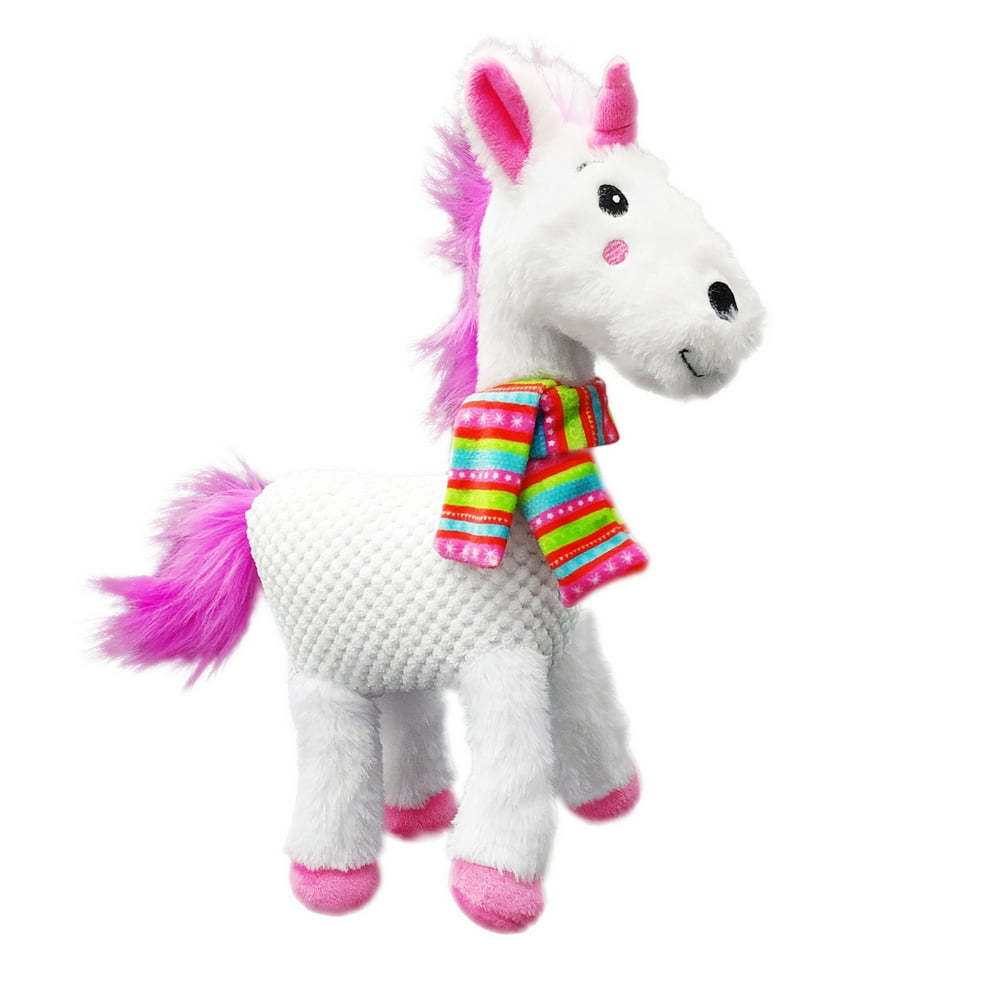 Holiday Time Unicorn Stuffed Dog Toy with Squeaker, 12"