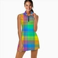 thumbnail image 2 of Colorful Plaid Pattern Sports Dresses Women Tennis Dress with Separate Shorts One-Piece Slim Fit Golf Dress, 2 of 4