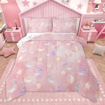 Manfei Kawaii Gradient Moon Stars 2pcs Bedding Comforter Set for Teens Girls Boys,Dreamy Princess Twin Comforter Sets,Ombre Watercolor Breathable Bedding Set,Luxury Bedroom Decor,Reversible
