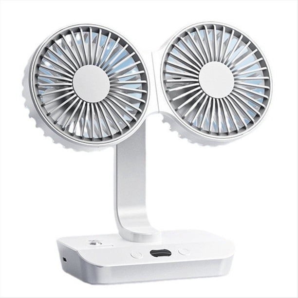 Ventilador de Doble Cara, Ventilador Doble Oscilante de Escritorio, Ventilador Oscilante de Escritorio Doble, Viento de 4 Engranajes Recargable por USB