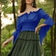 thumbnail image 5 of Chaqueta con cremallera,Blusa campesina renacentista, top de manga trompeta con hombros descubiertos, top de moda de poliéster, estilo bohemio para mujer, sopatenor, 5 of 9