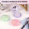 thumbnail image 6 of OPALESQUE Foldable Travel Hair Brushes with Mirror Shell Shape,Metallic Shinning, Portable Pocket Hair Brush, Mini Hair Comb Compact Size, 7.5x8cm,Gifts for Girls women, 6 of 8